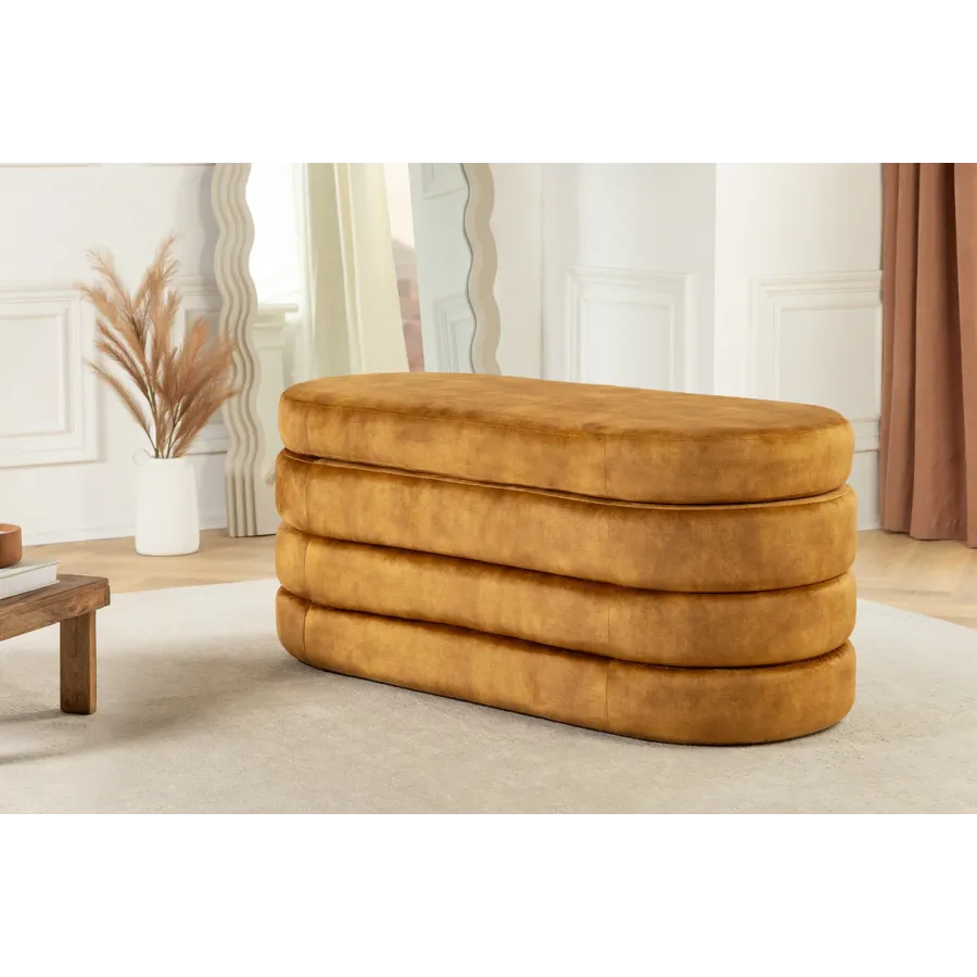 Invicta Ławka do siedzenia VOQUE musztardowo żółty aksamit 115 x 48 x 49cm / 46690