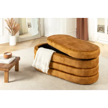 Invicta Ławka do siedzenia VOQUE musztardowo żółty aksamit 115 x 48 x 49cm / 46690