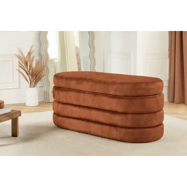 Invicta Ławka do siedzenia VOQUE rdzawy brąz aksamit 115 x 48 x 49cm / 46691