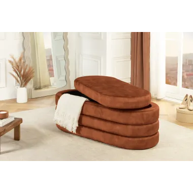Invicta Ławka do siedzenia VOQUE rdzawy brąz aksamit 115 x 48 x 49cm / 46691
