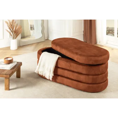 Invicta Ławka do siedzenia VOQUE rdzawy brąz aksamit 115 x 48 x 49cm / 46691