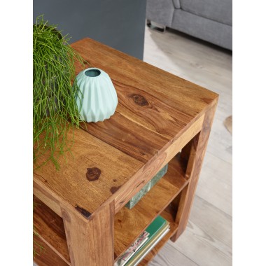 WOHNLING standing shelving solid wood Sheesham 60cm living room shelf with 2 storage design country style table