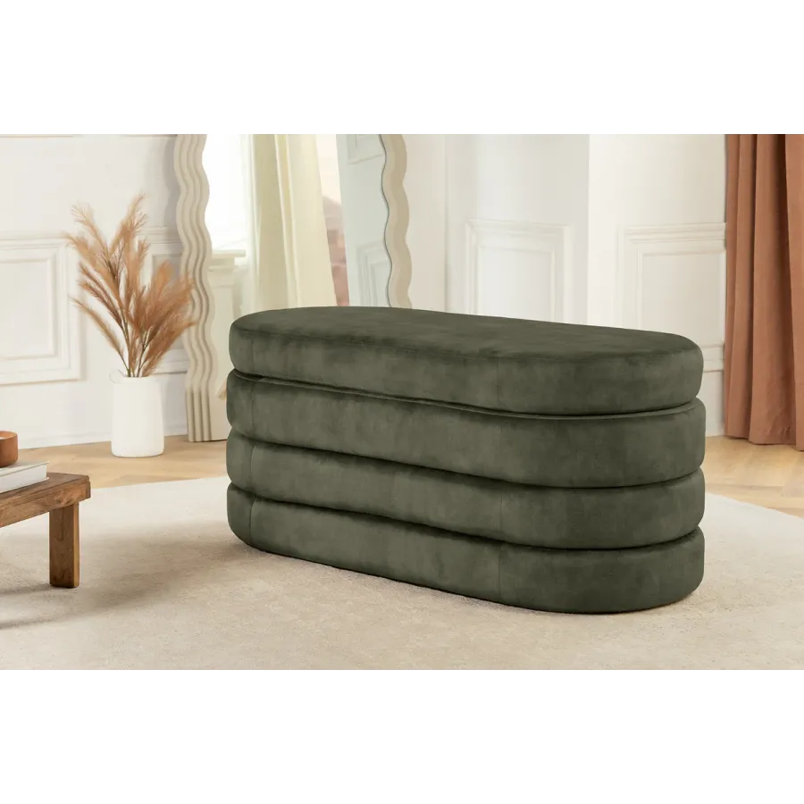 Invicta Ławka do siedzenia VOQUE zielony aksamit 115 x 48 x 49cm / 46692