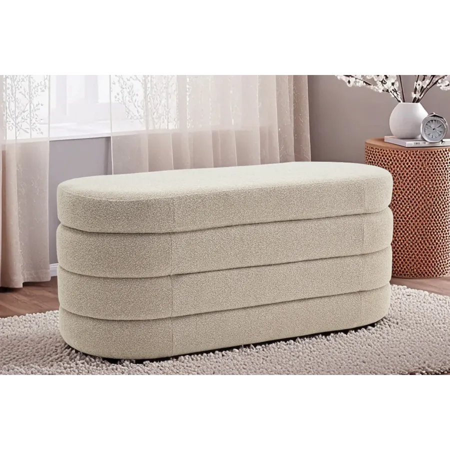 Invicta Ławka do siedzenia VOQUE taupe bouclé 113 x 48 x 49cm / 46684