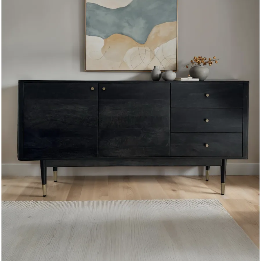 Wohnling Komoda SCANDINAVIA czarna akacja 160 x 81 x 42cm / WL7.021