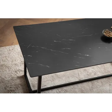 Wohnling Stół PARIS optyka czarnego marmuru MDF 160 x 76 x 80cm / WL6.968
