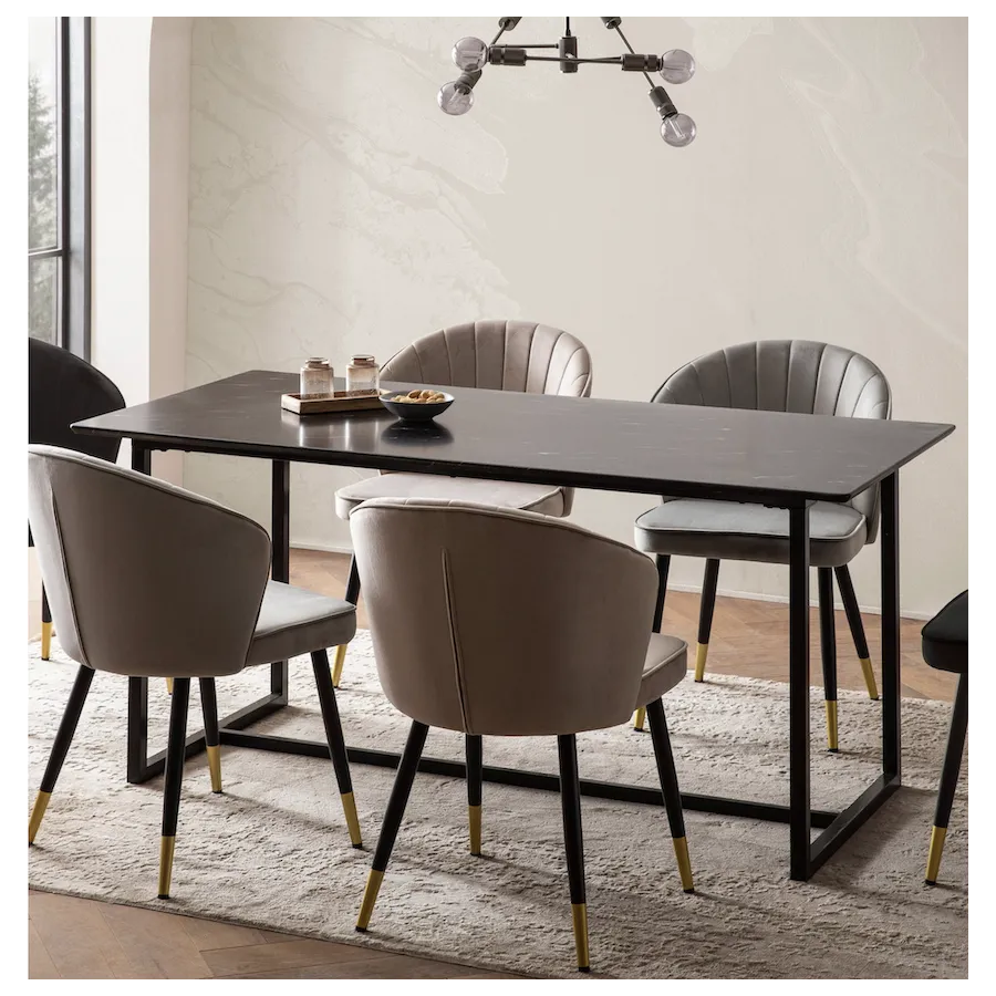 Wohnling Stół PARIS optyka czarnego marmuru MDF 160 x 76 x 80cm / WL6.968