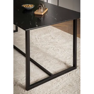 Wohnling Stół PARIS optyka czarnego marmuru MDF 160 x 76 x 80cm / WL6.968