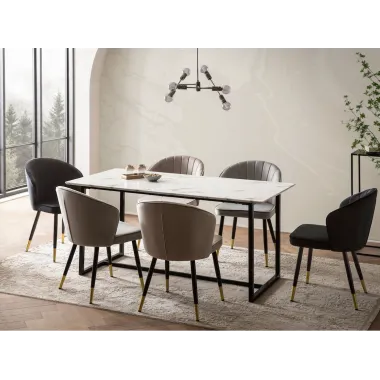 Wohnling Stół PARIS optyka białego marmuru MDF 160 x 76 x 80cm / WL6.967