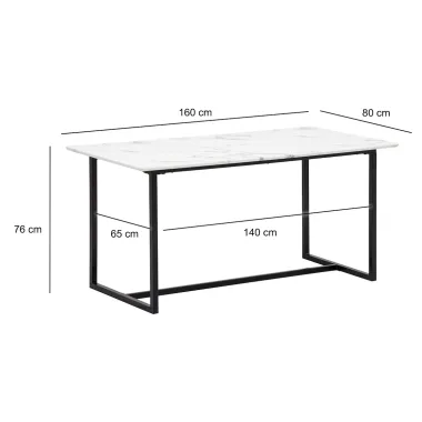 Wohnling Stół PARIS optyka białego marmuru MDF 160 x 76 x 80cm / WL6.967