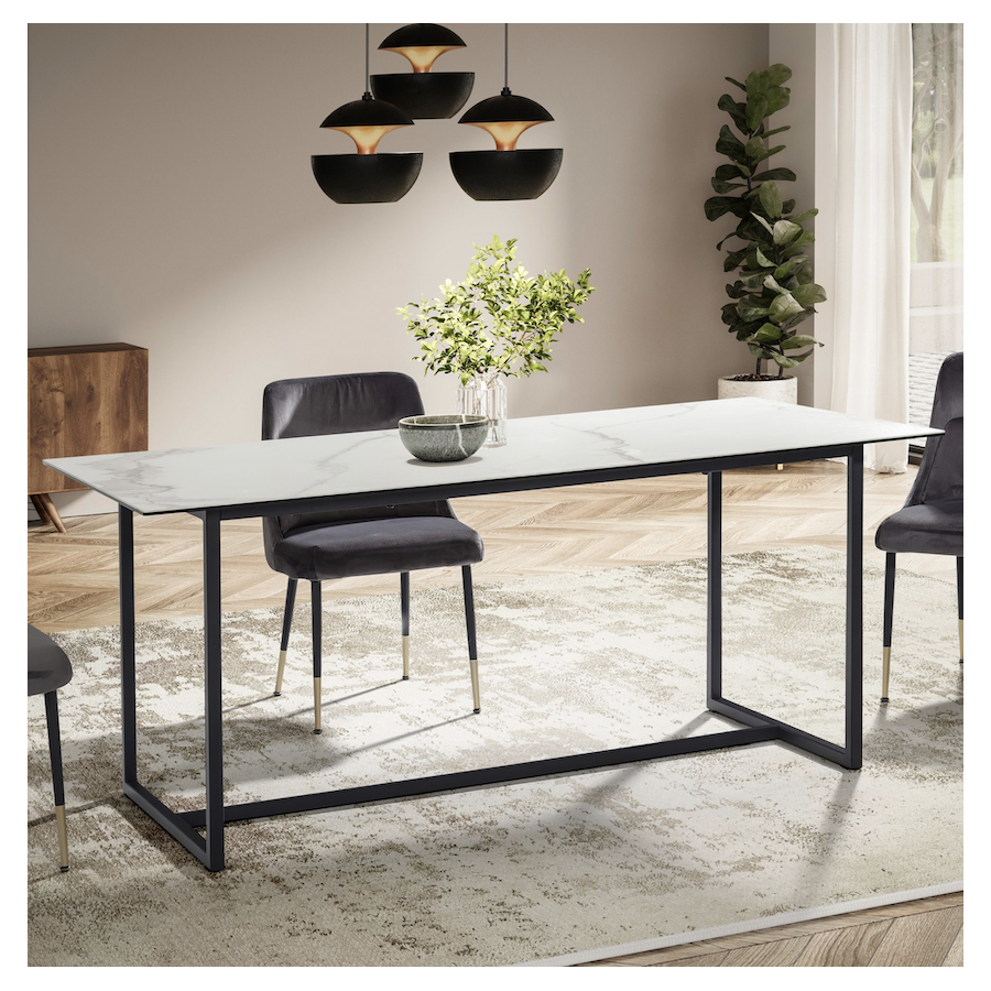 Wohnling Stół PARIS biały optyka marmuru MDF 200 x 76 x 90cm / WL6.971