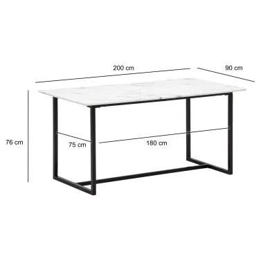 Wohnling Stół PARIS biały optyka marmuru MDF 200 x 76 x 90cm / WL6.971