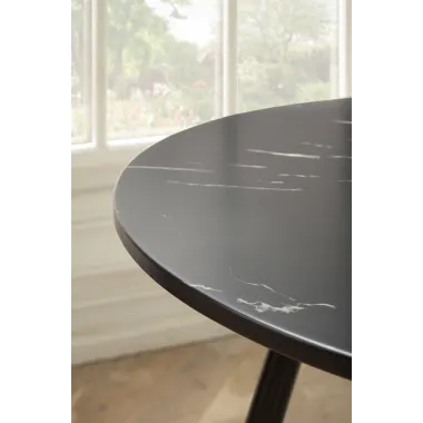 Wohnling Stół PARIS optyka czarnego marmuru MDF Ø 175 x 76cm / WL6.873