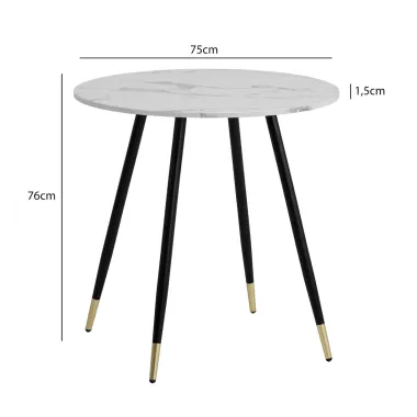Wohnling Stół PARIS optyka białego marmuru MDF Ø 75 x 76cm / WL6.976