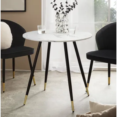 Wohnling Stół PARIS optyka białego marmuru MDF Ø 75 x 76cm / WL6.976