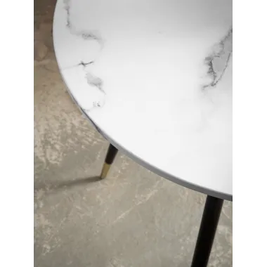 Wohnling Stół PARIS optyka białego marmuru MDF Ø 75 x 76cm / WL6.976