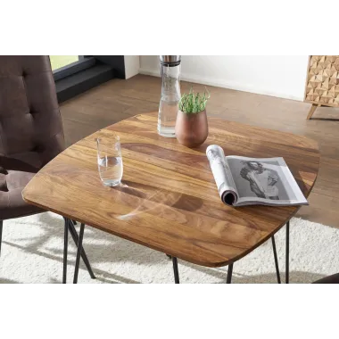 WOHNLING Stół do jadalni BAGLI z litego drewna sheesham 80 x 76 x 80cm / WL5.627