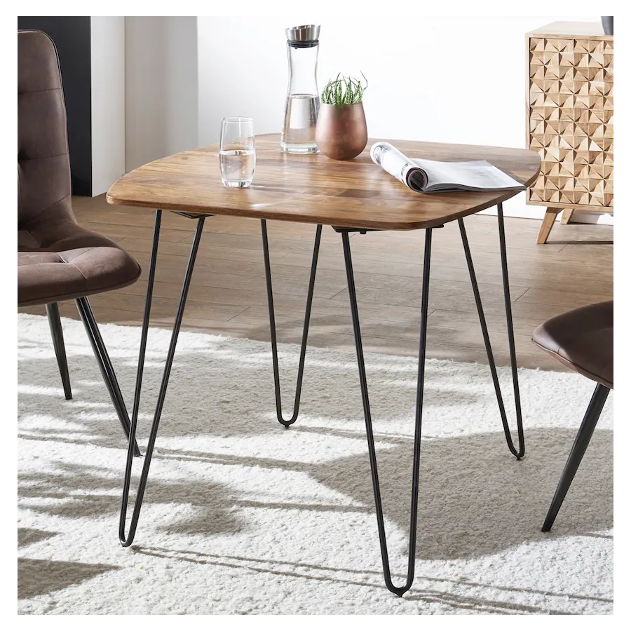 WOHNLING Stół do jadalni BAGLI z litego drewna sheesham 80 x 76 x 80cm / WL5.627