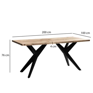 Wohnling LOFT Biurko z litego drewna akacji 200 x 76 x 100cm / WL7.236