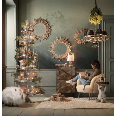 Kare Lustro ścienne Riverside LEGNO z drewna driftowego Ø 82cm  / 83248