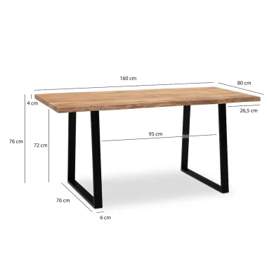 Wohnling Biurko drewniane MAMMUT akacja 160 x 76 x 80cm / WL7.263
