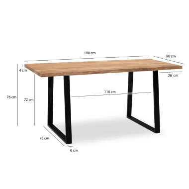 Wohnling Biurko drewniane MAMMUT akacja 180 x 76 x 90cm / WL7.264