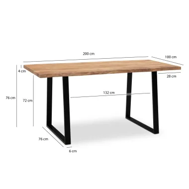 Wohnling Biurko drewniane MAMMUT akacja 200 x 76 x 100cm / WL7.265