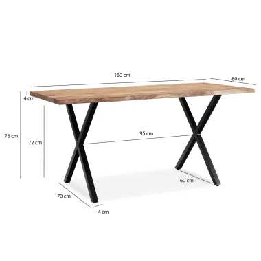 Wohnling Stół do jadalni WILD akacja 160 x 76 x 80cm / WL7.253