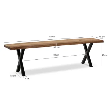 Wohnling Ławka do siedzenia WILD akacja 140 x 45,5 x 40cm / WL7.298