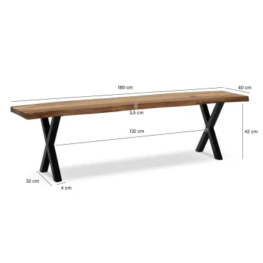 Wohnling Ławka do siedzenia WILD akacja 180 x 45,5 x 40cm / WL7.300