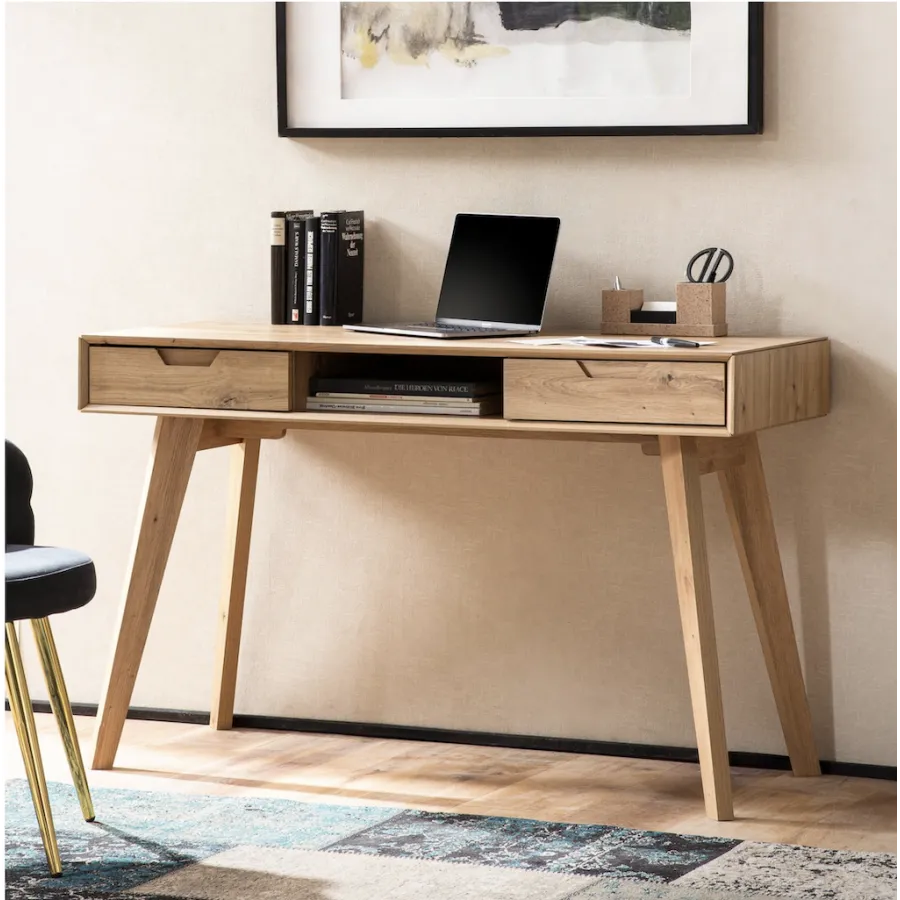 Wohnling Biurko RETRO z szufladami optyka dębu 120 x 77 x 55cm / WL6.874