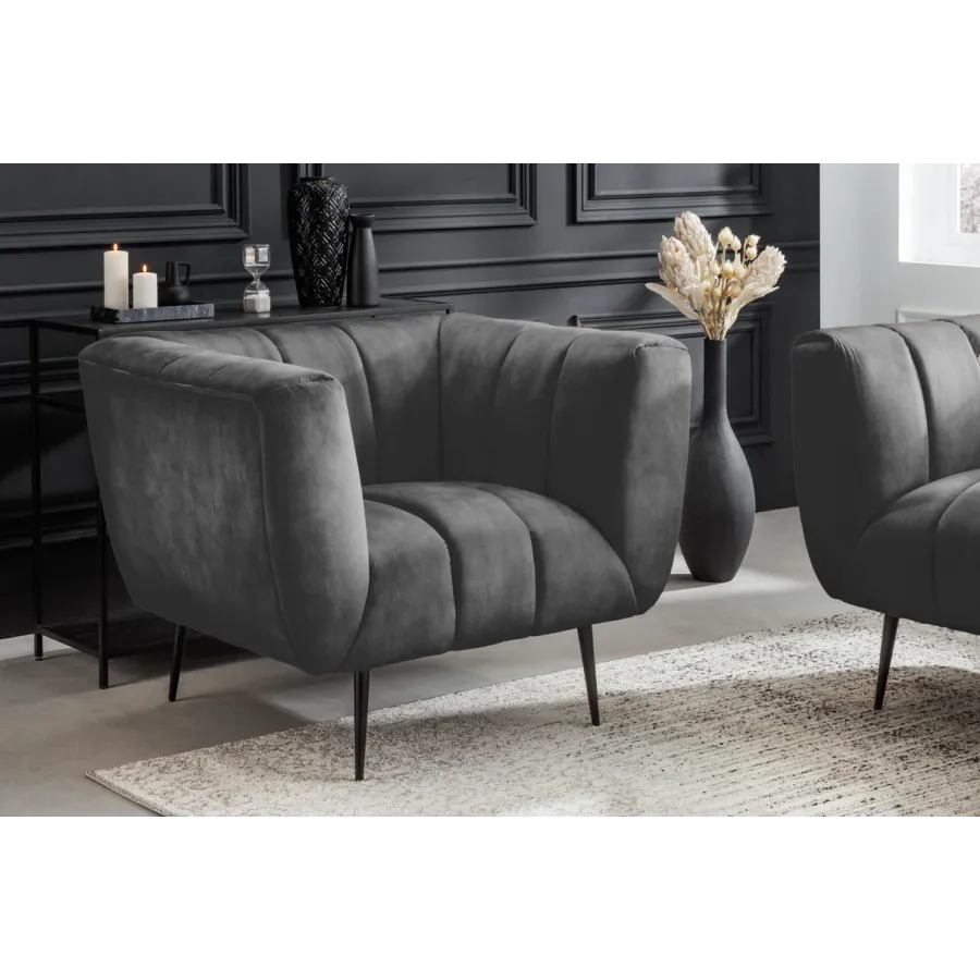 Invicta Fotel NOBLESSE szary aksamit 106 x 80 x 90cm / 44540