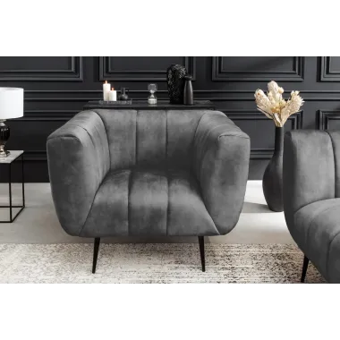 Invicta Fotel NOBLESSE szary aksamit 106 x 80 x 90cm / 44540