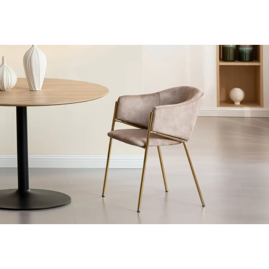 Invicta Krzesło tapicerowane NOBLESSE szampański aksamit 60 x 77 x 52cm / 47582