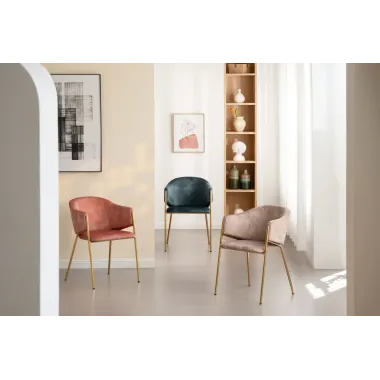 Invicta Krzesło tapicerowane NOBLESSE szampański aksamit 60 x 77 x 52cm / 47582