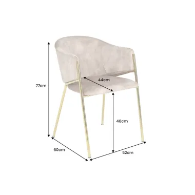 Invicta Krzesło tapicerowane NOBLESSE szampański aksamit 60 x 77 x 52cm / 47582