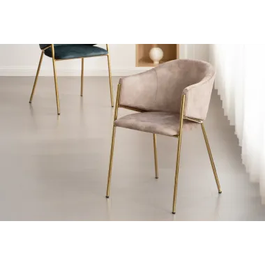 Invicta Krzesło tapicerowane NOBLESSE szampański aksamit 60 x 77 x 52cm / 47582