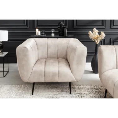 Invicta Fotel NOBLESSE szampański aksamit 106 x 80 x 90cm / 43267