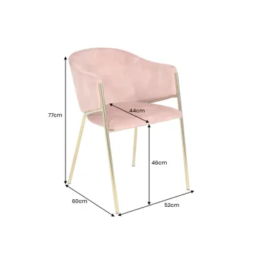 Invicta Krzesło tapicerowane NOBLESSE altrosa aksamit 60 x 77 x 52cm / 47583