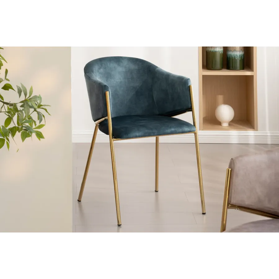 Invicta Krzesło tapicerowane NOBLESSE turkusowy aksamit 60 x 77 x 52cm / 47581