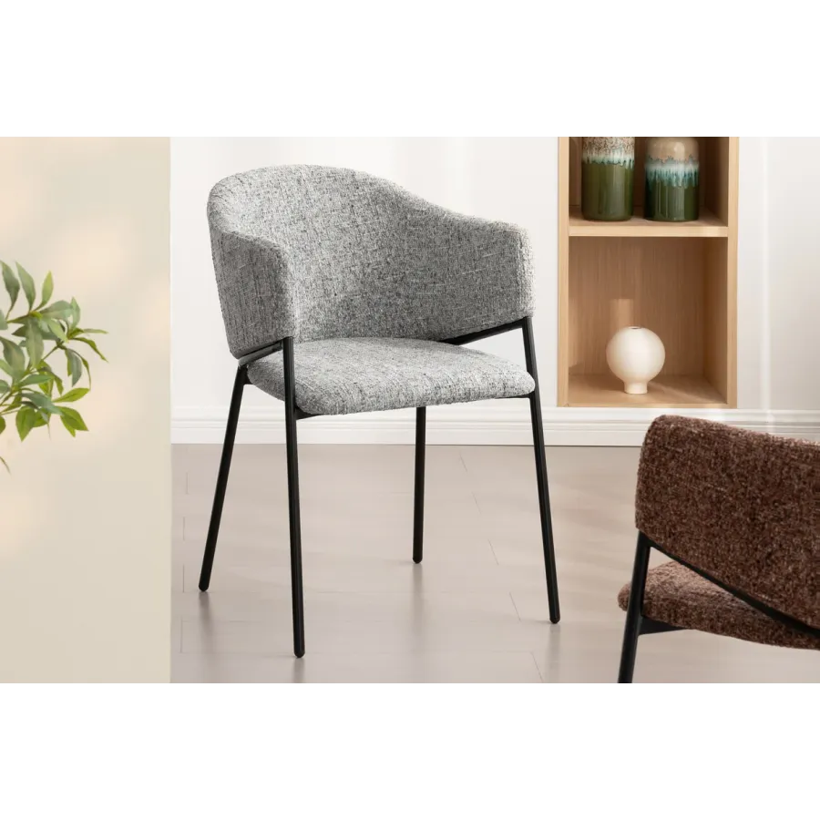 Invicta Krzesło tapicerowane NOBLESSE tkanina szara 60 x 77 x 52cm / 47577