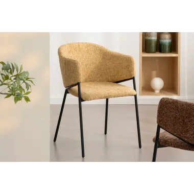 Invicta Krzesło tapicerowane NOBLESSE tkanina musztardowo żółta 60 x 77 x 52cm / 47580