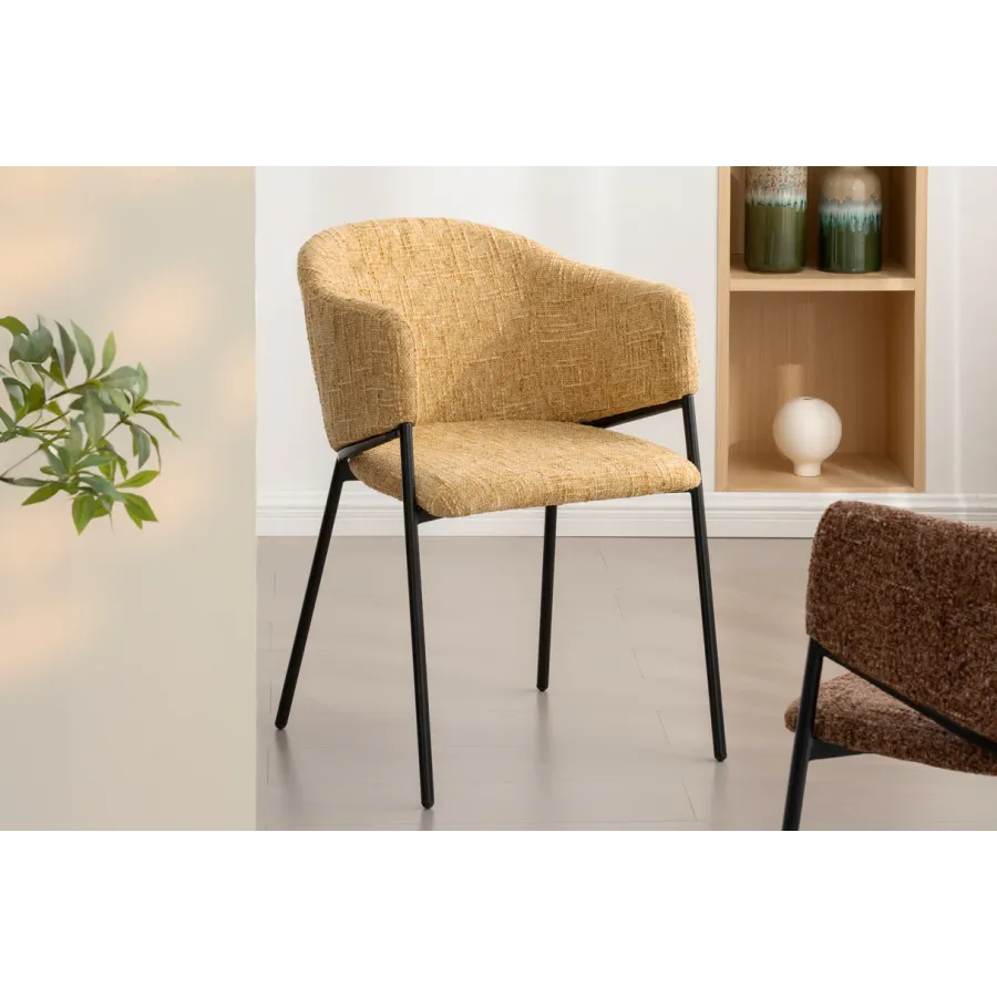 Invicta Krzesło tapicerowane NOBLESSE tkanina musztardowo żółta 60 x 77 x 52cm / 47580