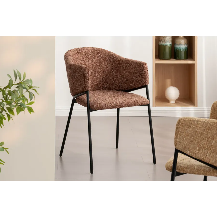 Invicta Krzesło tapicerowane NOBLESSE tkanina brązowa 60 x 77 x 52cm / 47579