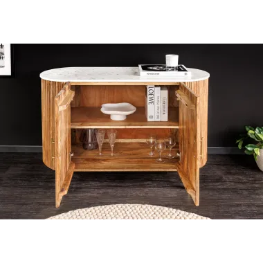 Invicta Komoda TRES CHIC naturalne mango marmurowy blat 102 x 76 x 43cm / 45755