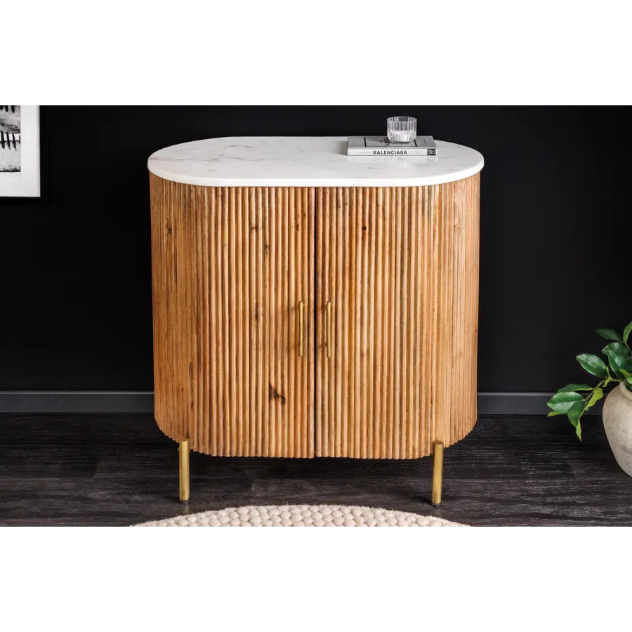 Invicta Komoda TRES CHIC naturalne mango marmurowy blat 70 x 76 x 40cm / 45754