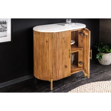 Invicta Komoda TRES CHIC naturalne mango marmurowy blat 70 x 76 x 40cm / 45754