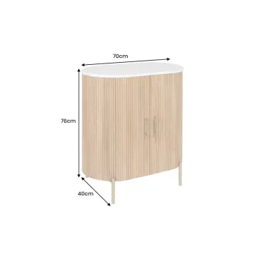 Invicta Komoda TRES CHIC naturalne mango marmurowy blat 70 x 76 x 40cm / 45754