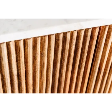 Invicta Szafka RTV TRES CHIC naturalne mango marmurowy blat 140 x 51 x 44cm / 45756