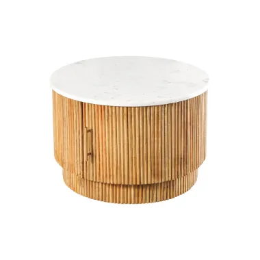 Invicta Stolik kawowy TRES CHIC naturalne mango marmurowy blat Ø 60 x40 cm / 45753